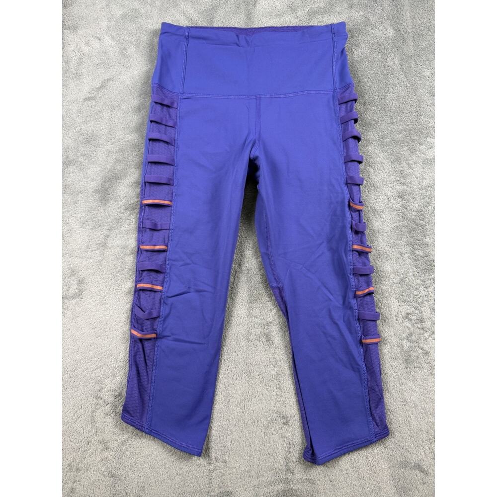 Lululemon Purple Athletic Capri Leggings Cutout Mesh‎ Detail Women's Size 4